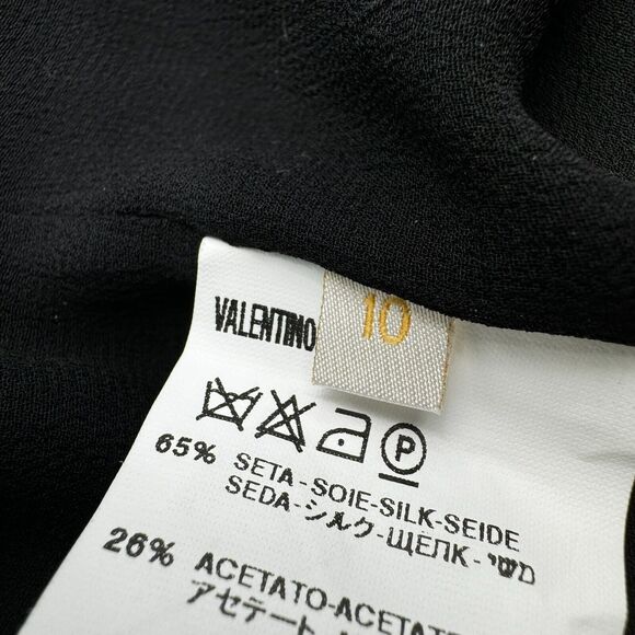 VALENTINO NWT $3720 Size 10 Black Silk Dress Gown Strappy Sequin Sexy Slit Drape - Picture 11 of 15